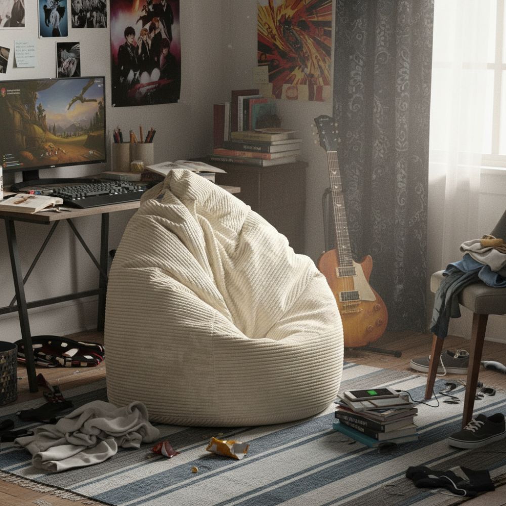 Sitzsack Flumpy Dune XL beige teenagerzimmer unordnung