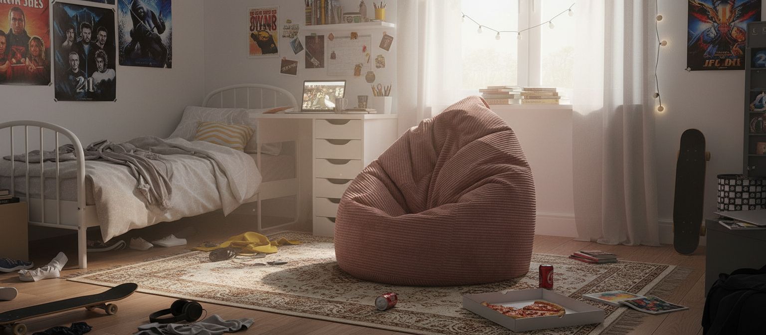 Sitzsack Flumpy Dune XL terracotta in kinderzimmer