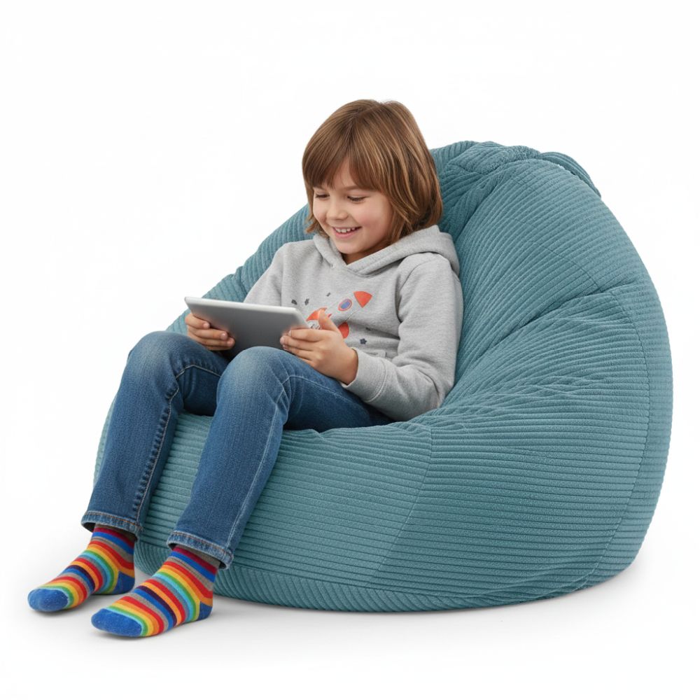 Sitzsack Flumpy L petrol junge mit tablett
