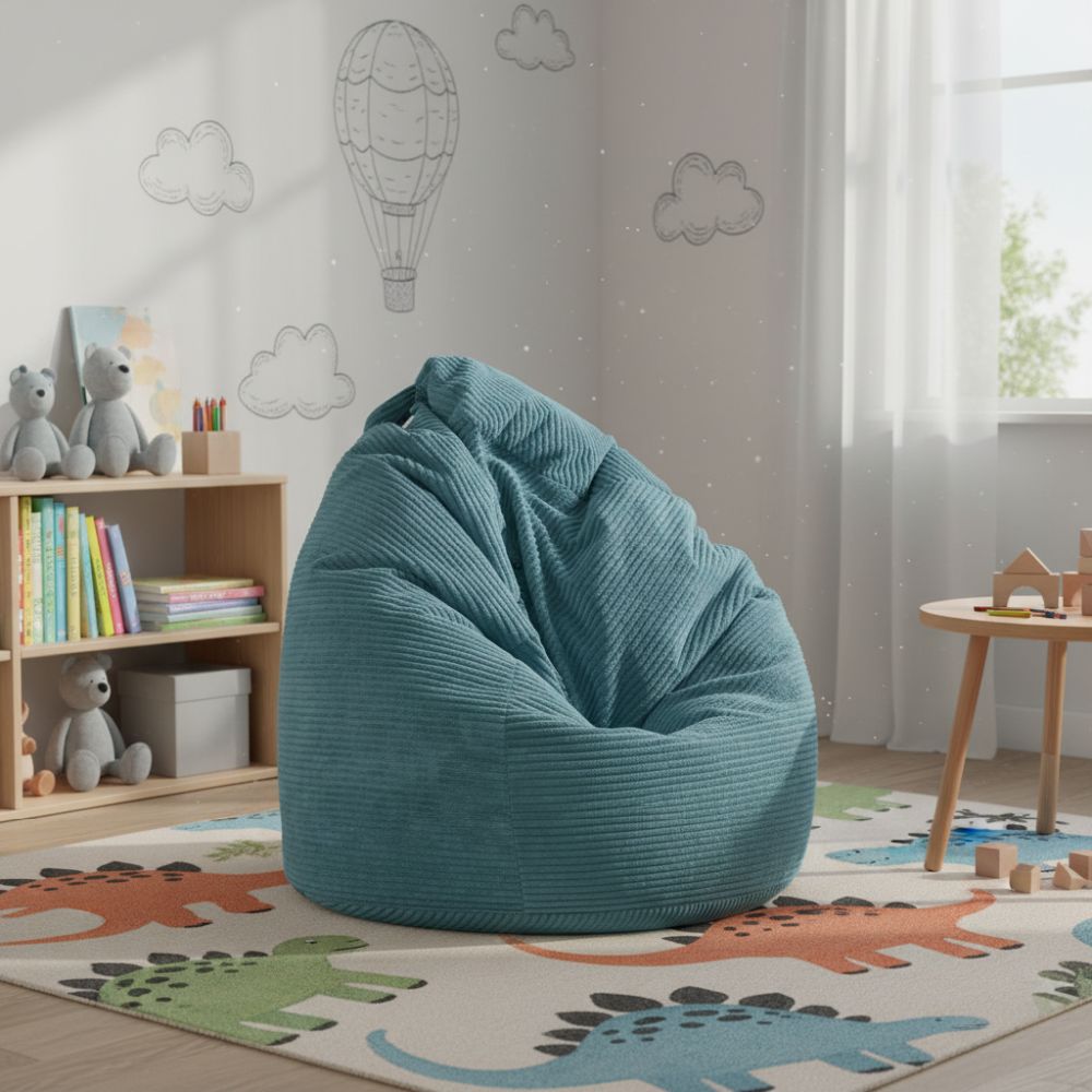 Sitzsack Flumpy L petrol im kinderzimmer