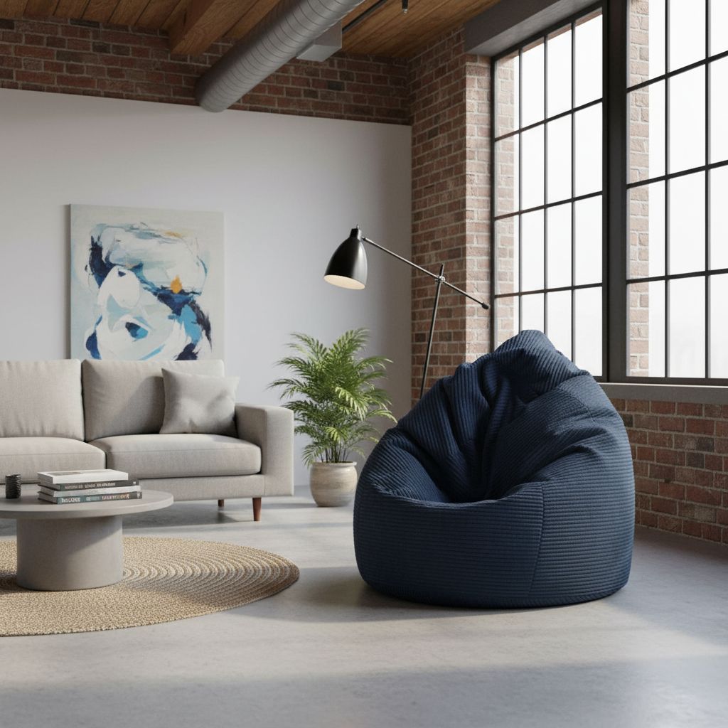 Sitzsack Flumpy Dune XXL dunkelblau in wohnzimmer