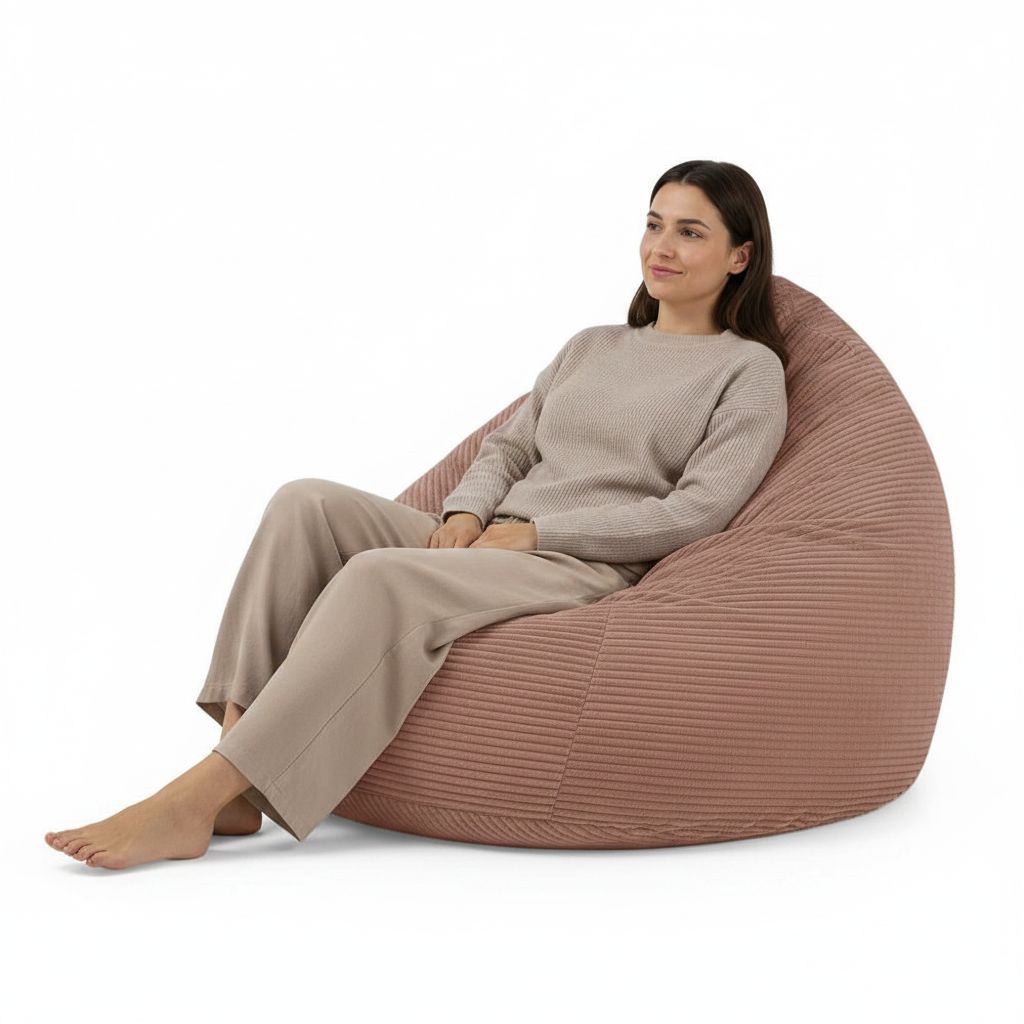 Sitzsack Flumpy Dune XXL terracotta frau sitzt drauf