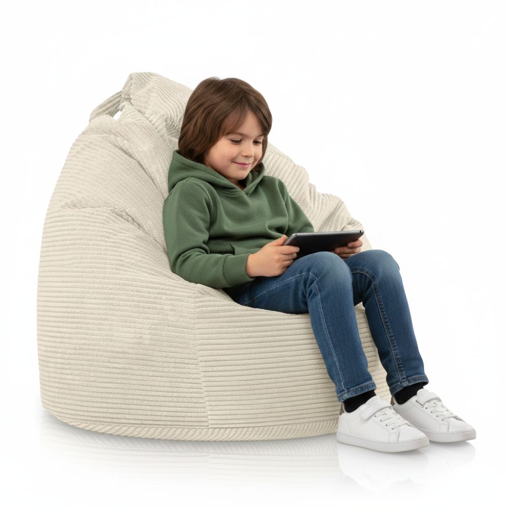 Sitzsack Flumpy L beige junge mit tablett