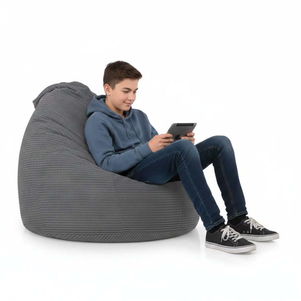 Sitzsack Flumpy Dune XL anthrazit teenager mit tablett