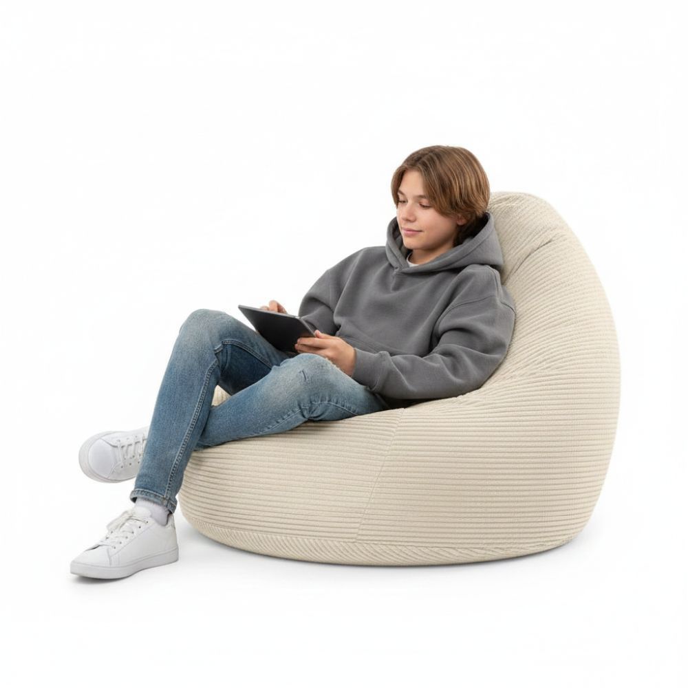 Sitzsack Flumpy Dune XL beige teenager mit tablett