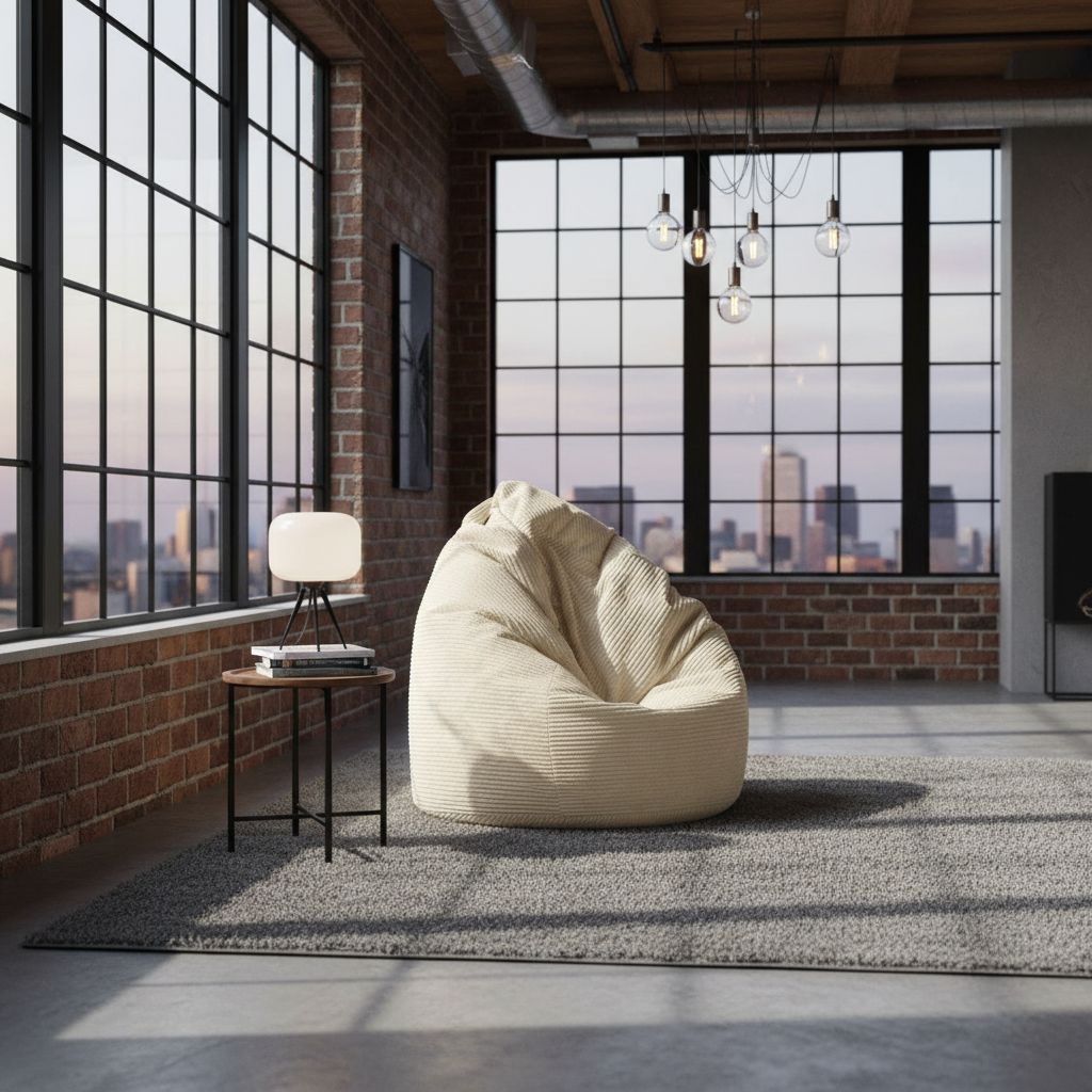 Sitzsack Flumpy Dune XXL beige in Loftwohnung