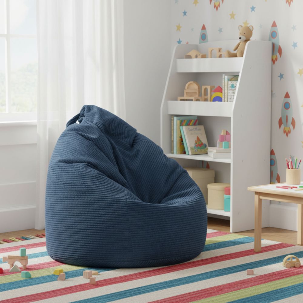 Sitzsack Flumpy L dunkelblau im kinderzimmer